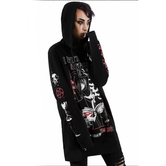 Killstar Spell Hoodie – Black Oversized Pullover w D-Rings & Graphic | Deadstock - Picture 6 of 6